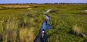 Tourists in boats in Botswana